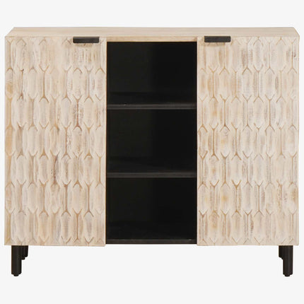 Sideboard Vit Tvätt Finish 90 x 33 x 75 cm Massivt mangoträ