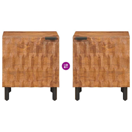 Nattduksbord 2 pcs Brun 40 x 33 x 46 cm Massivt mangoträ