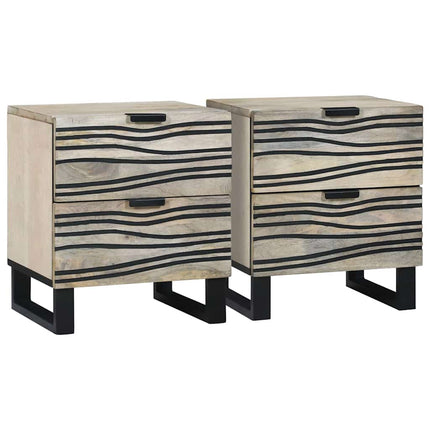 Nattduksbord 2 pcs Vit 40 x 33 x 46 cm Konstruerat trä