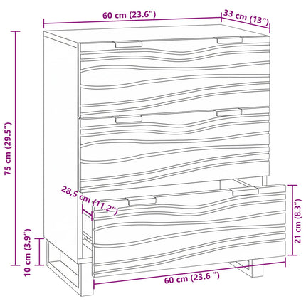 Sideboard med låda Vit 60 x 33.5 x 75 cm Massivt Mangoträ
