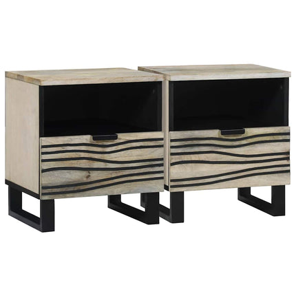 Nattduksbord 2 pcs Vit 40 x 33 x 46 cm Konstruerat trä