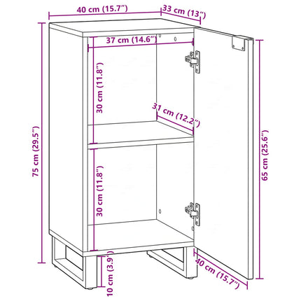 Skåp Vit 40 x 33 x 75 cm massivt mangoträ