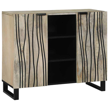 Skåp Vit 90 x 33 x 75 cm massivt mangoträ