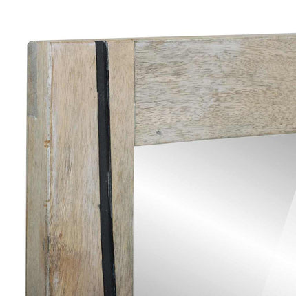 Badrumsspegel Vit 50 x 2,5 x 70 cm Glas och massivt mangoträ
