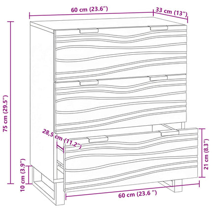 Sideboard med låda Brun 60 x 33.5 x 75 cm Massivt Mangoträ