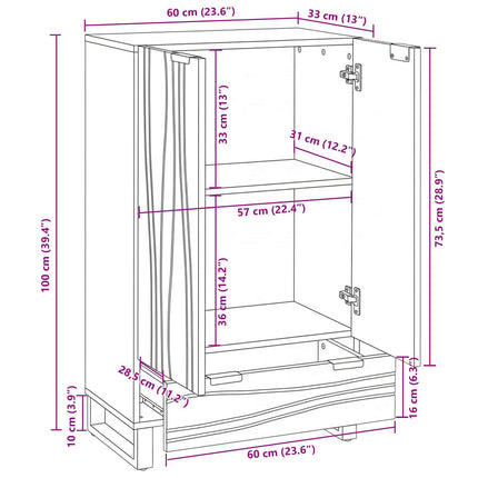 Highboard Brun 60 x 33 x 100 cm massivt mangoträ