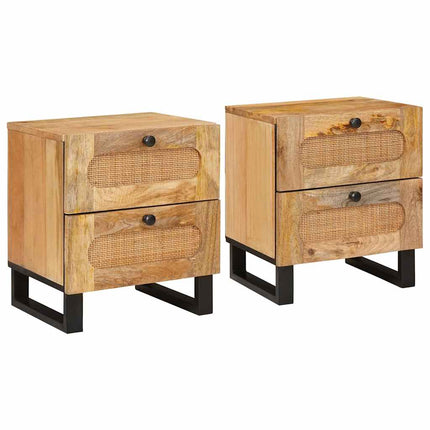 Nattduksbord 2 pcs Naturfärg 40 x 33 x 46 cm Massivt mangoträ