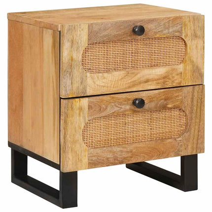 Nattduksbord 2 st Naturfärg 40 x 33 x 46 cm Massivt mangoträ