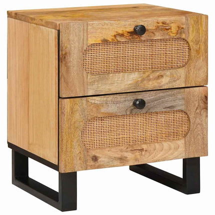 Nattduksbord 2 st Naturfärg 40 x 33 x 46 cm Massivt mangoträ