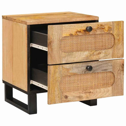 Nattduksbord 2 pcs Naturfärg 40 x 33 x 46 cm Massivt mangoträ