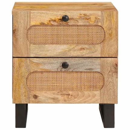 Nattduksbord 2 st Naturfärg 40 x 33 x 46 cm Massivt mangoträ