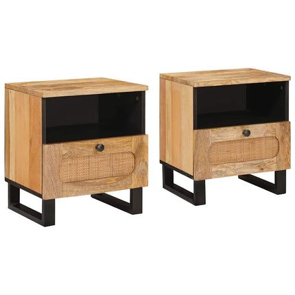Nattduksbord 2 pcs Naturfärg 40 x 33 x 46 cm Massivt mangoträ