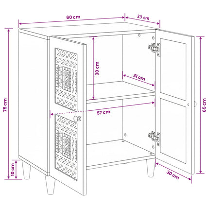 Sideboard Ljusbrun 60 x 33 x 75 cm massivt mangoträ
