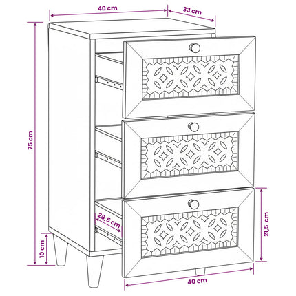 Sideboard med låda Ljusbrun 33.5 x 40 x 75 cm