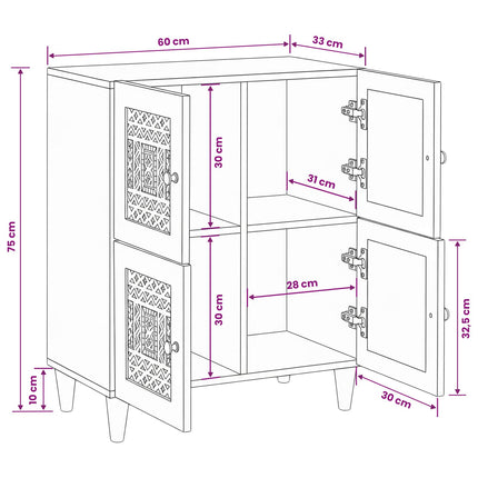 Sideboard 60 x 33 x 75 cm Massivt mangoträ