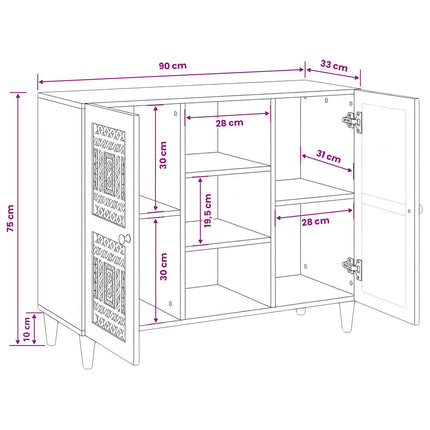 Sideboard 90 x 33 x 75 cm Massivt mangoträ