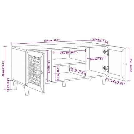 TV Enheter med hylla Vit 105 x 33 x 46 cm Konstruerat trä