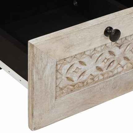 TV-skåp med låda Blekt Vitt 100 x 33 x 46 cm Massivt mangoträ