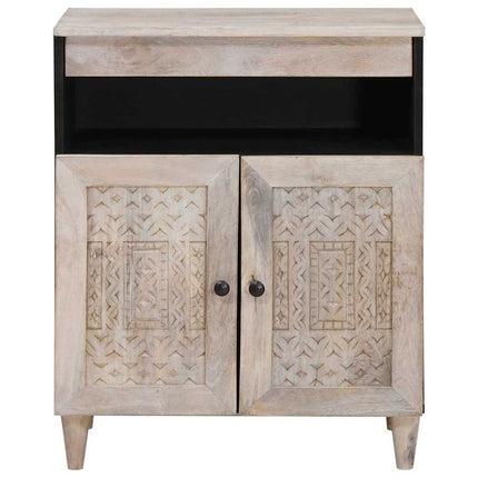 Sideboard Blekt Vitt 60 x 33 x 75 cm Massivt mangoträ