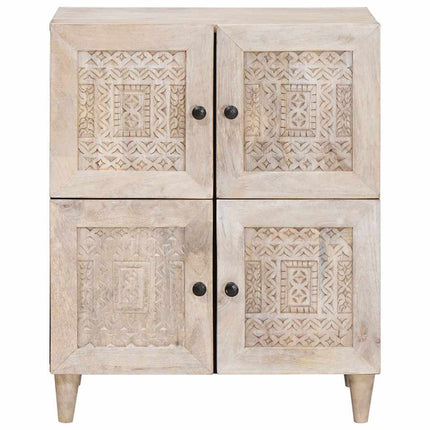 Sideboard Blekt Vitt 60 x 33 x 75 cm Massivt mangoträ