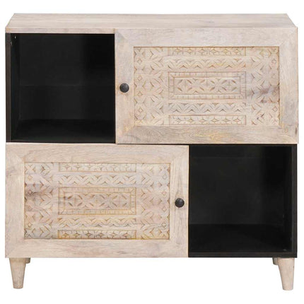 Sideboard Blekt Vitt 80 x 33 x 75 cm Massivt mangoträ