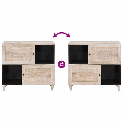 Sideboard Blekt Vitt 80 x 33 x 75 cm Massivt mangoträ