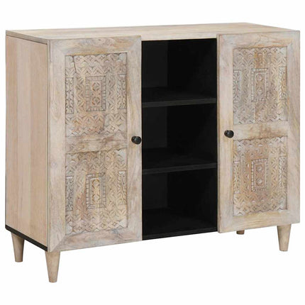 Sideboard Blekt Vitt 90 x 33 x 75 cm Massivt mangoträ