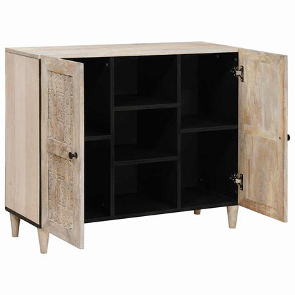 Sideboard Blekt Vitt 90 x 33 x 75 cm Massivt mangoträ