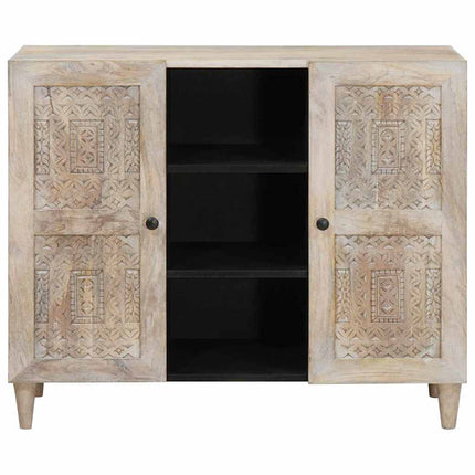 Sideboard Blekt Vitt 90 x 33 x 75 cm Massivt mangoträ