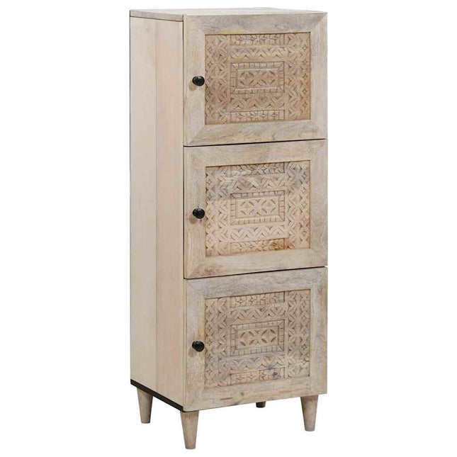 Skåp Vit 40 x 33 x 110 cm massivt mangoträ