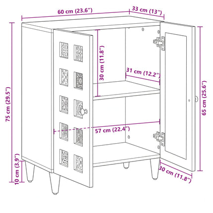 Sideboard Valnöt 60 x 33 x 75 cm Massivt mangoträ