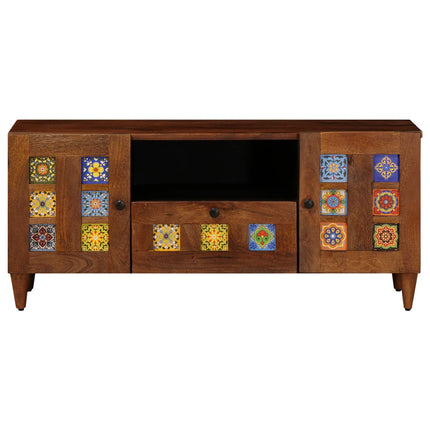 TV-skåp med låda Valnöt 105 x 33 x 46 cm Massivt mangoträ