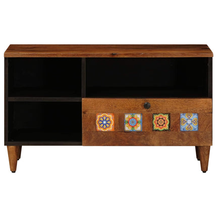 TV-skåp med låda Valnöt 80 x 33 x 46 cm Massivt mangoträ