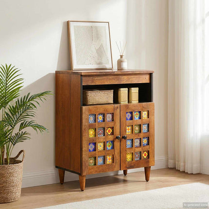 Sideboard med lagring Valnöt 60 x 33 x 75 cm Massivt mangoträ