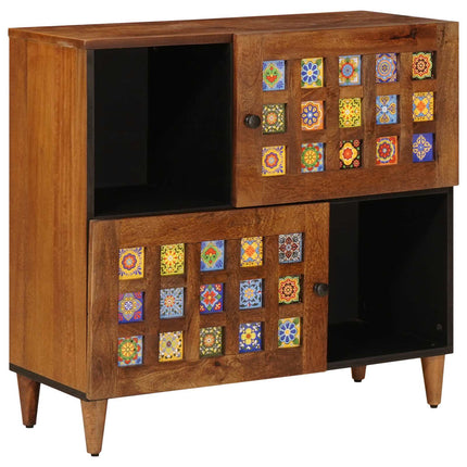Sideboard med lagring Valnöt 80 x 33 x 75 cm Massivt mangoträ
