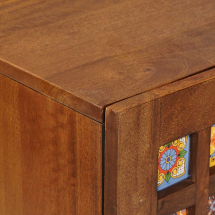 Sideboard med hylla Valnöt 90 x 33,5 x 75 cm Massivt mangoträ