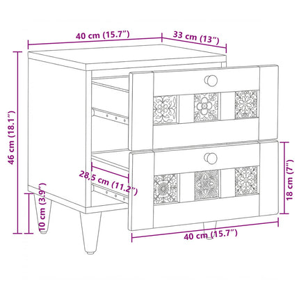 Nattduksbord 2 pcs Naturfärg 40 x 33 x 46 cm Massivt mangoträ