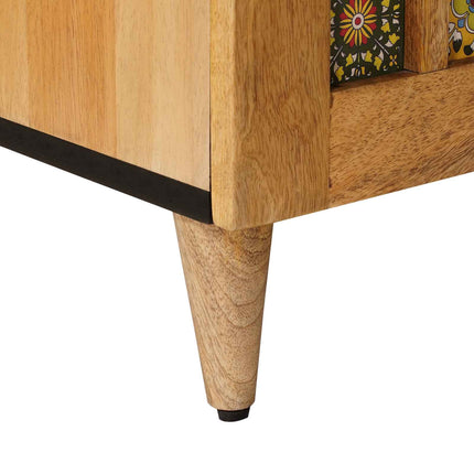 TV-skåp med hylla Naturfärg 105 x 33 x 46 cm Massivt mangoträ
