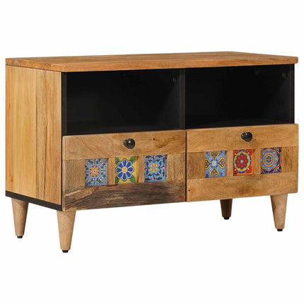 TV-skåp med låda Naturfärg 70 x 33 x 46 cm Massivt mangoträ