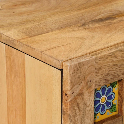 TV-skåp med låda Naturfärg 105 x 33,5 x 46 cm Massivt mangoträ