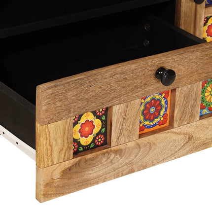 TV-skåp med låda Naturfärg 105 x 33,5 x 46 cm Massivt mangoträ