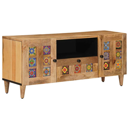 TV-skåp med låda Naturfärg 105 x 33,5 x 46 cm Massivt mangoträ