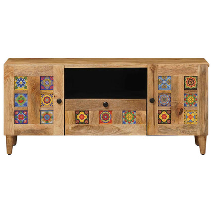 TV-skåp med låda Naturfärg 105 x 33,5 x 46 cm Massivt mangoträ
