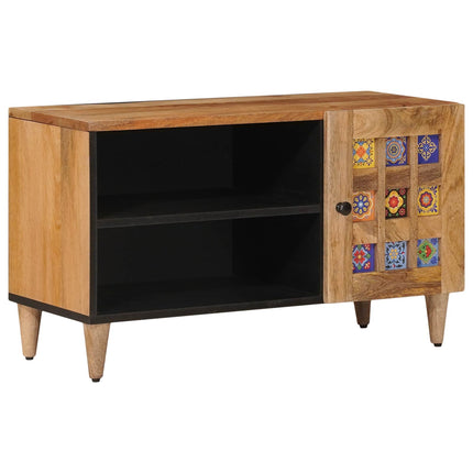 TV-skåp med lagring Naturfärg 80 x 33 x 46 cm Massivt mangoträ