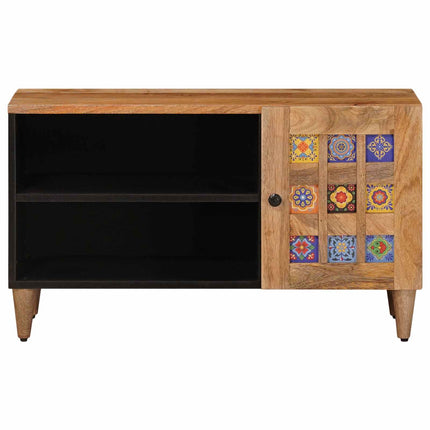TV-skåp med lagring Naturfärg 80 x 33 x 46 cm Massivt mangoträ