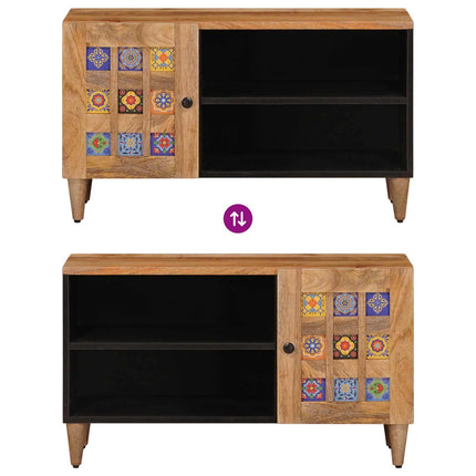 TV-skåp med lagring Naturfärg 80 x 33 x 46 cm Massivt mangoträ
