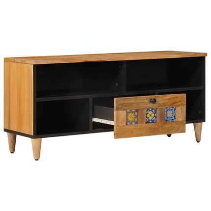 TV-skåp med låda Naturfärg 100 x 33 x 46 cm Massivt mangoträ