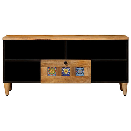 TV-skåp med låda Naturfärg 100 x 33 x 46 cm Massivt mangoträ