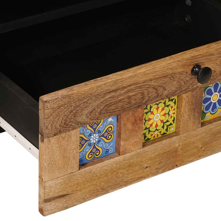 TV-skåp med låda Naturfärg 80 x 33 x 46 cm Massivt mangoträ