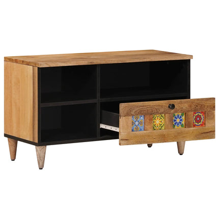 TV-skåp med låda Naturfärg 80 x 33 x 46 cm Massivt mangoträ
